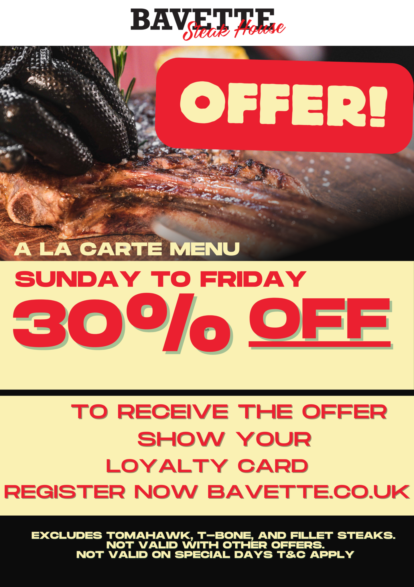 A La Carte Sunday Of Friday Menu Bavette