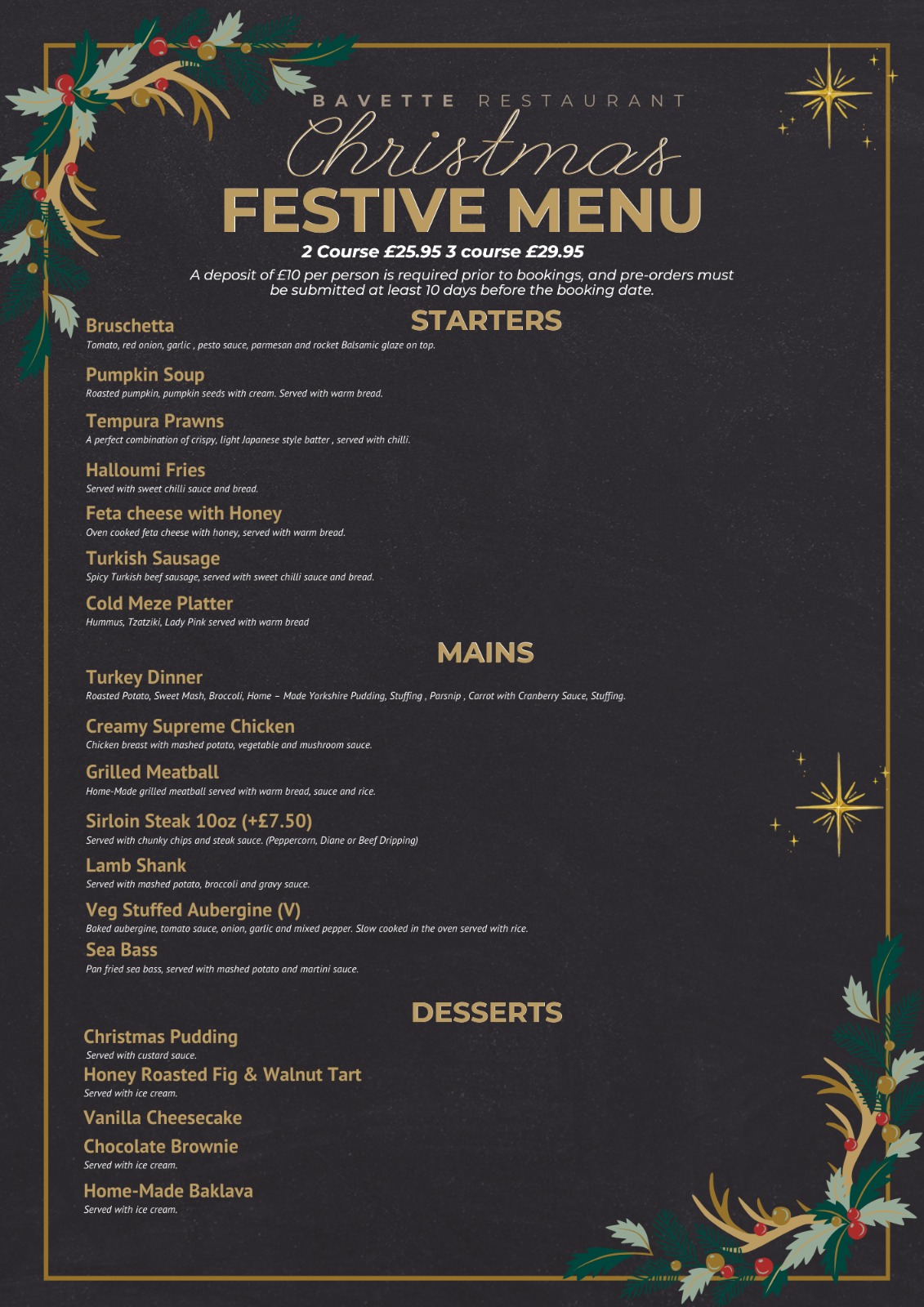 Xmas Festive Menu