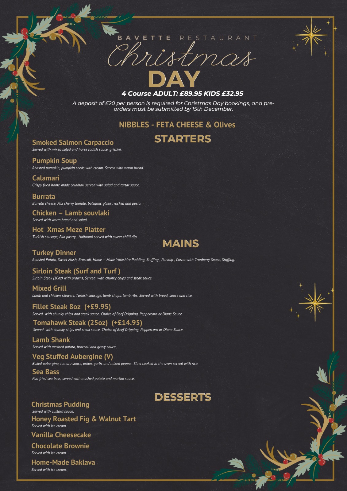 Xmas Day Menu